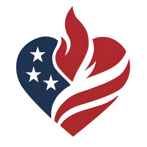 Health Reform icon mark. Heart with the American flag pattern.